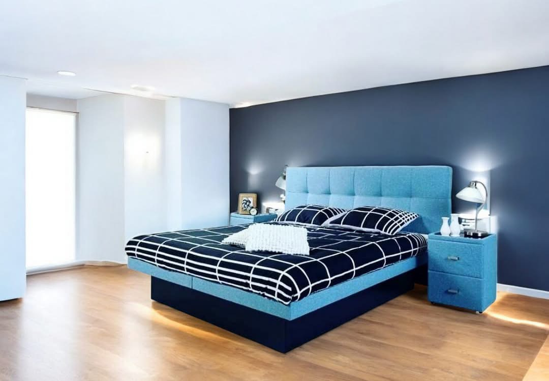 Wasserbett Madrid Bleu - Komplett-Wasserbett in Blau mit zwei Wasserkernen